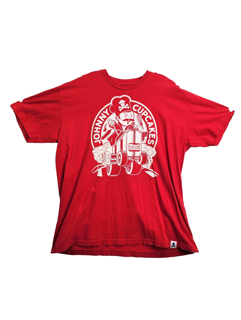 2010 JOHNNY CUPCAKES STCSTR HOT ROD SUITCASE Brand BAKED - BOSTON MA (XL) Shirt